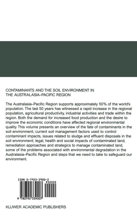 Produktbild: Contaminants and the Soil Environment in the Australasia-Pacific Region