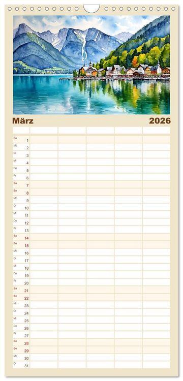 Produktbild: Familienplaner 2026 - &Ouml;sterreich - Idylle in den Alpen mit 5 Spalten (Wandkalender, 21 x 45 cm) CALVENDO
