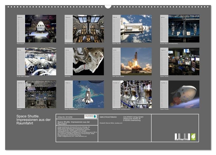 Produktbild: Space Shuttle. Impressionen aus der Raumfahrt (Wandkalender 2026 DIN A2 quer), CALVENDO Monatskalender
