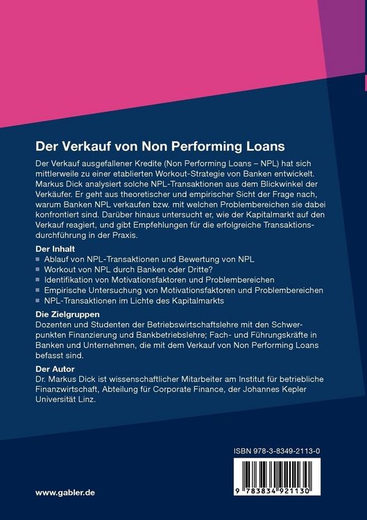 Produktbild: Der Verkauf von Non Performing Loans