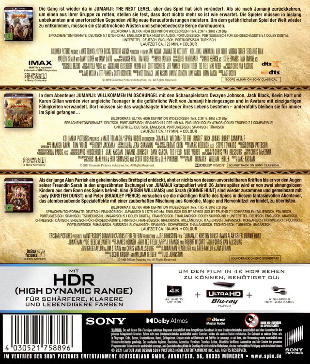 Produktbild: Jumanji 1-3 (3 4K Ultra HDs)
