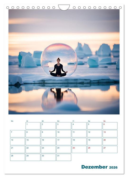 Produktbild: Yoga-Globetrotter: KI-Reisen in Seifenblasen. Ein Jahr der Harmonie an den sch&ouml;nsten Orten der Welt (Wandkalender 2026 DIN A4 hoch), CALVENDO Monatskalender