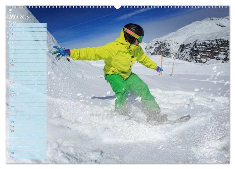 Produktbild: Ski und Snowboard - Leidenschaft im Schnee (Wandkalender 2026 DIN A2 quer), CALVENDO Monatskalender