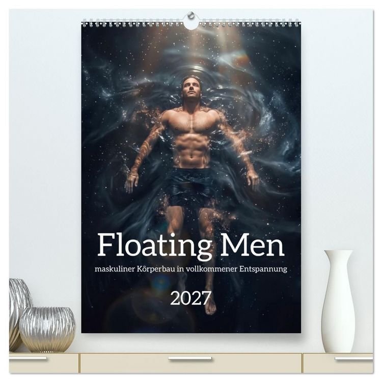 Produktbild: Floating Men - maskuliner K&ouml;rperbau in vollkommener Entspannung (hochwertiger Premium Wandkalender 2027 DIN A2 hoch), Kunstdruck in Hochglanz