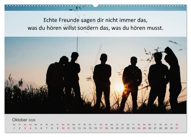 Produktbild: Motivationsspr&uuml;che Freundschaft (Wandkalender 2026 DIN A2 quer), CALVENDO Monatskalender