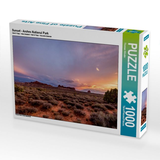 Produktbild: CALVENDO Puzzle Sunset - Arches National Park | 1000 Teile Lege-Gr&ouml;&szlig;e 64x48cm Foto-Puzzle f&uuml;r gl&uuml;ckliche Stunden