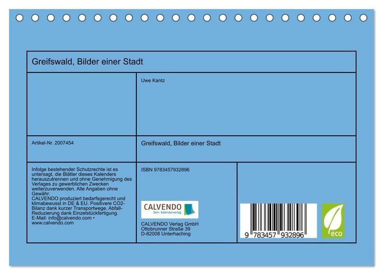 Produktbild: Greifswald, Bilder einer Stadt (Tischkalender 2026 DIN A5 quer), CALVENDO Monatskalender