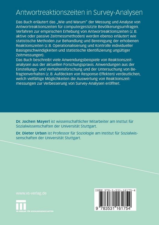 Produktbild: Antwortreaktionszeiten in Survey-Analysen