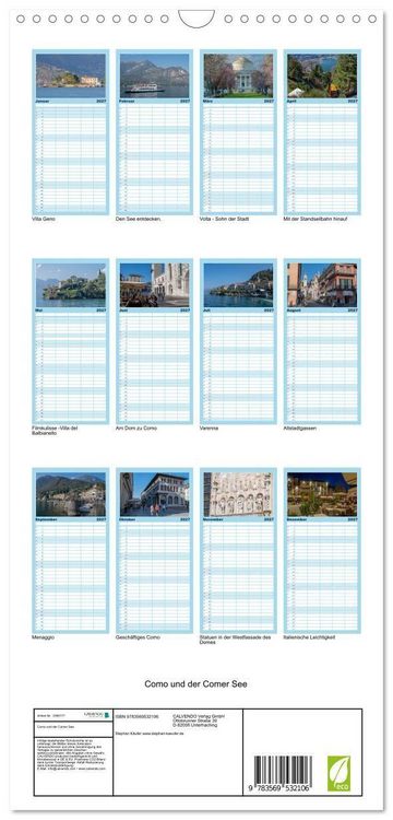 Produktbild: Familienplaner 2027 - Como und der Comer See mit 5 Spalten (Wandkalender, 21 x 45 cm) CALVENDO