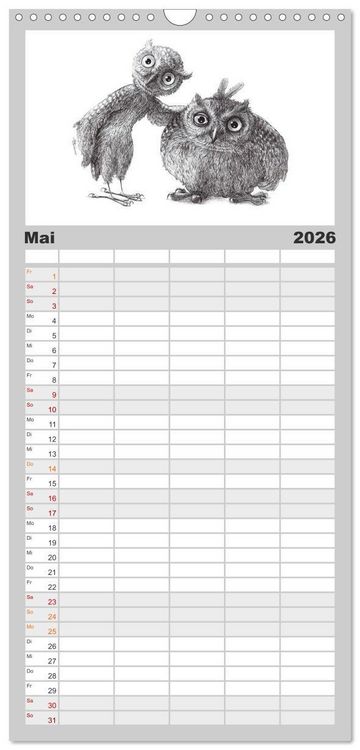Produktbild: Familienplaner 2026 - TIERONISCH mit 5 Spalten (Wandkalender, 21 x 45 cm) CALVENDO