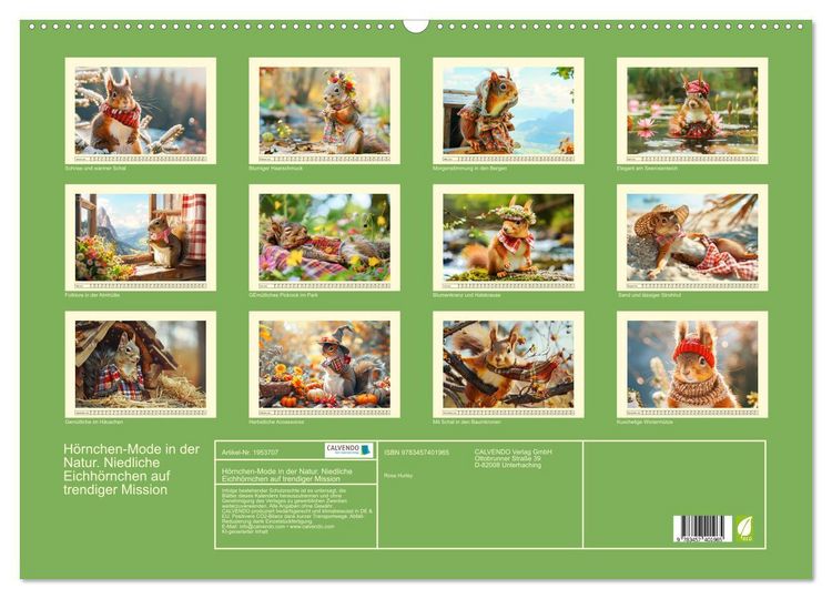 Produktbild: H&ouml;rnchen-Mode in der Natur. Niedliche Eichh&ouml;rnchen auf trendiger Mission (Wandkalender 2026 DIN A2 quer), CALVENDO Monatskalender