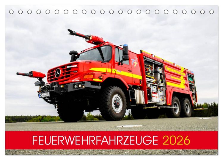 Produktbild: Feuerwehrfahrzeuge (Tischkalender 2026 DIN A5 quer), CALVENDO Monatskalender