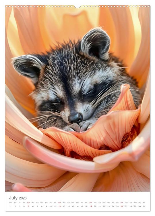 Produktbild: Forest babies asleep in flowers (High Quality Premium Wall Calendar 2026 DIN A2 portrait),CALVENDO 12 Month Wall Calendar