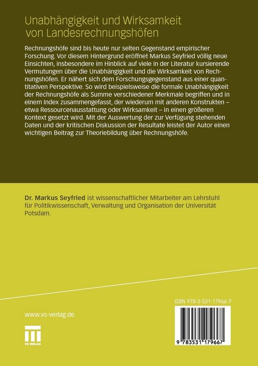 Produktbild: Unabh&auml;ngigkeit und Wirksamkeit von Landesrechnungsh&ouml;fen