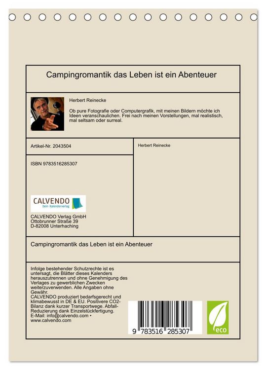 Produktbild: Campingromantik das Leben ist ein Abenteuer (Tischkalender 2026 DIN A5 hoch), CALVENDO Monatskalender