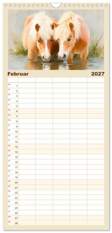 Produktbild: Familienplaner 2027 - Zauberhafte Ponys. Kleine Pferdchen in lieblicher &Ouml;loptik mit 5 Spalten (Wandkalender, 21 x 45 cm) CALVENDO