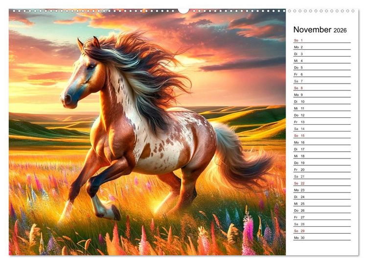 Produktbild: Pferde - die Sch&ouml;nheit edler Pferderassen (hochwertiger Premium Wandkalender 2026 DIN A2 quer), Kunstdruck in Hochglanz