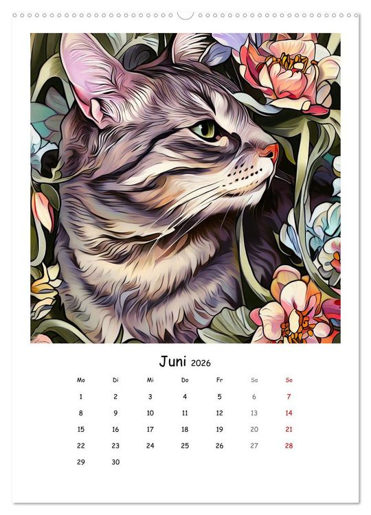 Produktbild: Jugendstil Katzen (hochwertiger Premium Wandkalender 2026 DIN A2 hoch), Kunstdruck in Hochglanz