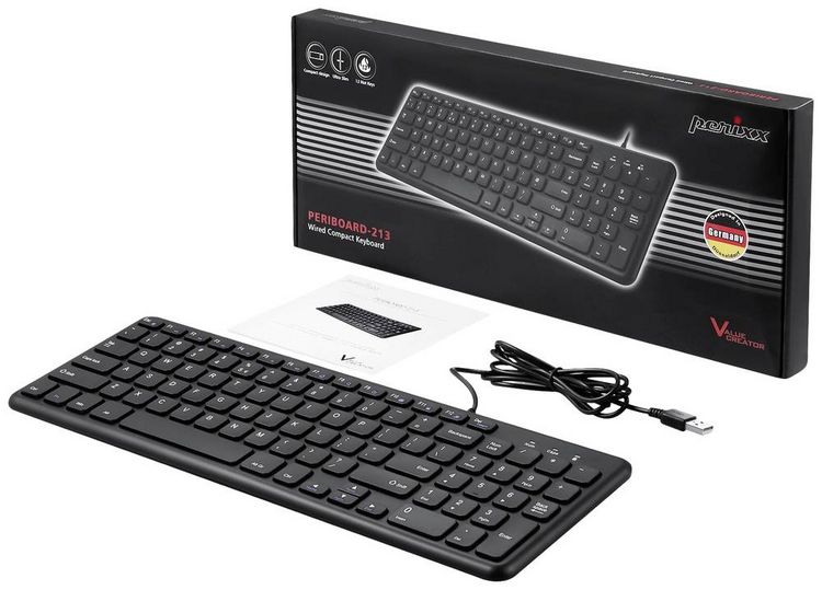 Produktbild: Perixx PERIBOARD-213 DE B USB Tastatur Deutsch, QWERTZ Schwarz