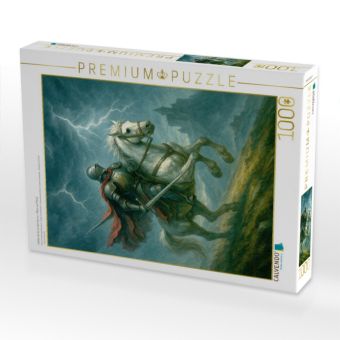 Produktbild: CALVENDO Puzzle Heldenritt durch den Sturm - Ritter auf Pferd | 1000 Teile Lege-Gr&ouml;&szlig;e 64x48cm Foto-Puzzle f&uuml;r gl&uuml;ckliche Stunden