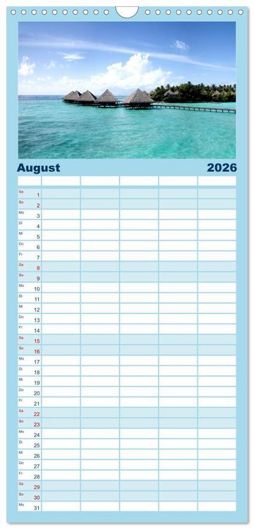 Produktbild: Familienplaner 2026 - Malediven &ndash; Das Paradies im Indischen Ozean III mit 5 Spalten (Wandkalender, 21 x 45 cm) CALVENDO