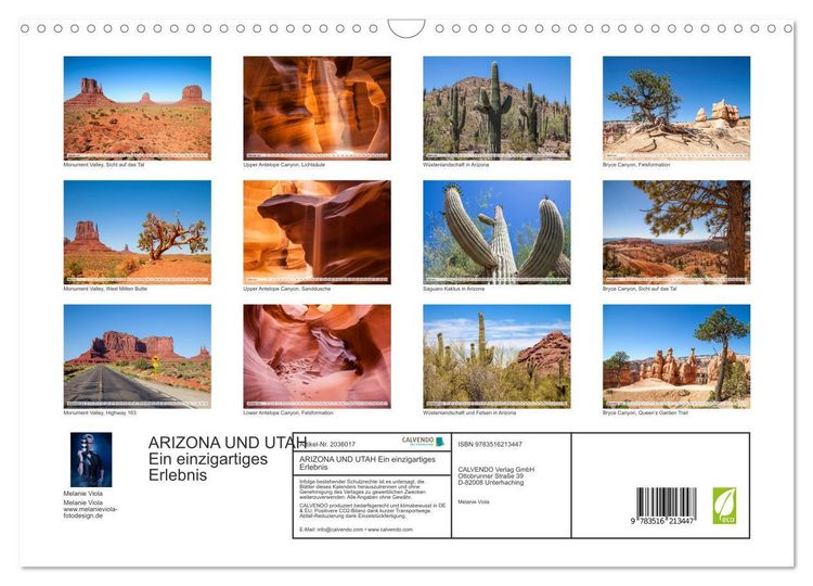 Produktbild: ARIZONA UND UTAH Ein einzigartiges Erlebnis (Wandkalender 2026 DIN A3 quer), CALVENDO Monatskalender