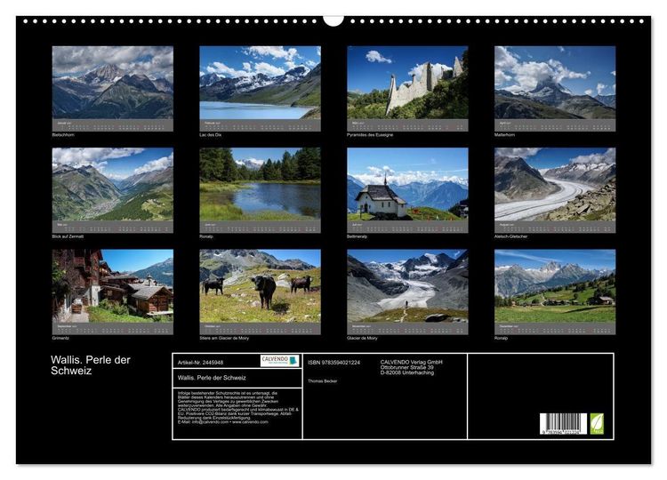 Produktbild: Wallis. Perle der Schweiz (Wandkalender 2027 DIN A2 quer), CALVENDO Monatskalender