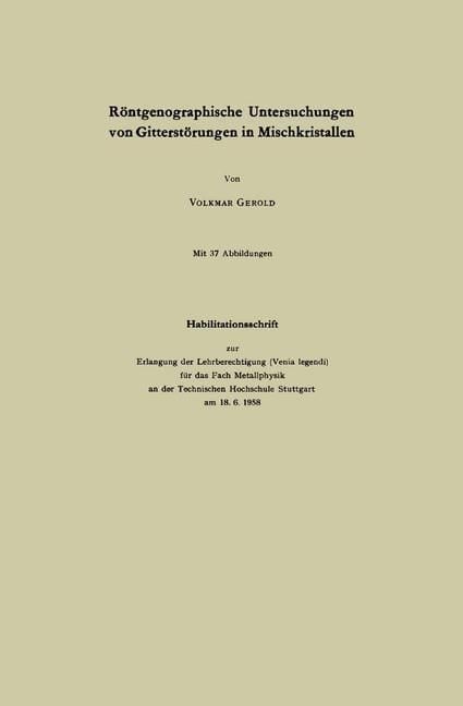 Produktbild: R&ouml;ntgenographische Untersuchungen von Gitterst&ouml;rungen in Mischkristallen