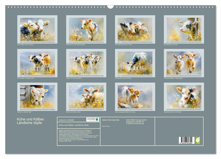 Produktbild: K&uuml;he und K&auml;lber. L&auml;ndliche Idylle (Wandkalender 2027 DIN A2 quer), CALVENDO Monatskalender