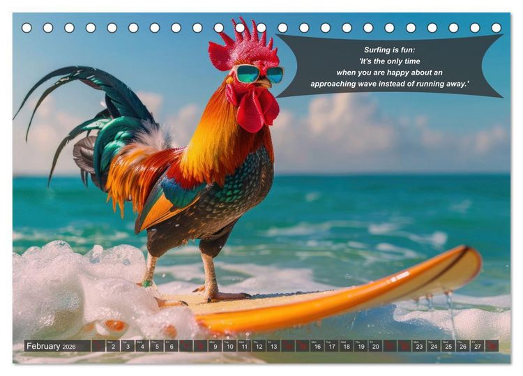 Produktbild: A year of fun with surfing animals (Desk Calendar 2026 DIN A5 landscape), CALVENDO 12 Month DeskCalendar