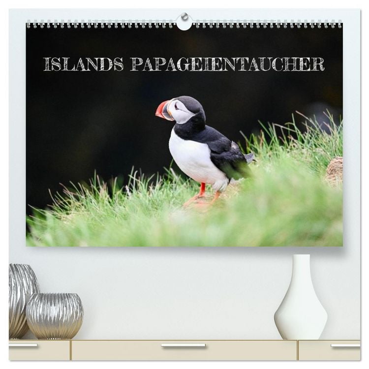 Produktbild: Islands Papageientaucher (hochwertiger Premium Wandkalender 2026 DIN A2 quer), Kunstdruck in Hochglanz