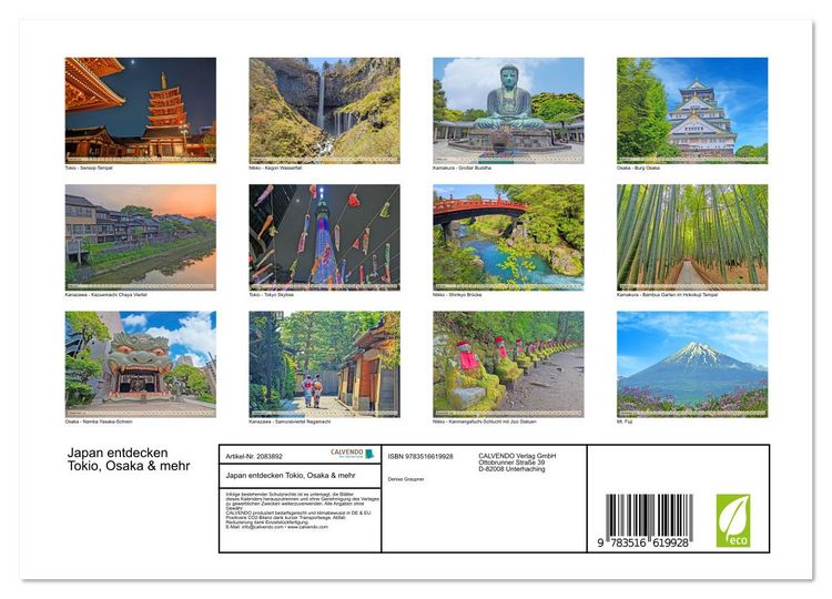 Produktbild: Japan entdecken Tokio, Osaka & mehr (Wandkalender 2026 DIN A4 quer), CALVENDO Monatskalender