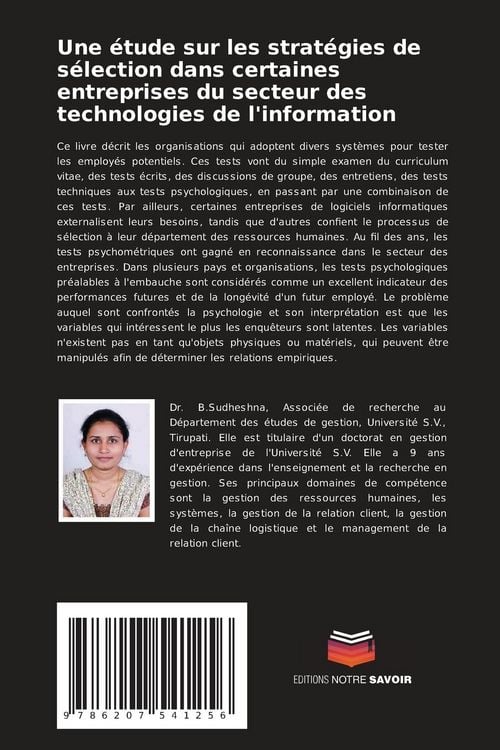 Produktbild: Une &eacute;tude sur les strat&eacute;gies de s&eacute;lection dans certaines entreprises du secteur des technologies de l'information