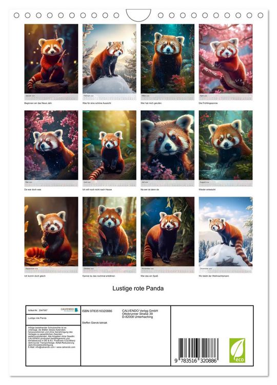 Produktbild: Lustige rote Panda (Wandkalender 2026 DIN A4 hoch), CALVENDO Monatskalender