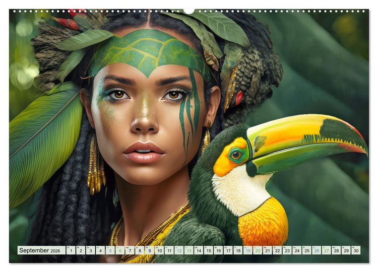 Produktbild: Exotische Frauenportraits im Dschungel (Wandkalender 2026 DIN A2 quer), CALVENDO Monatskalender