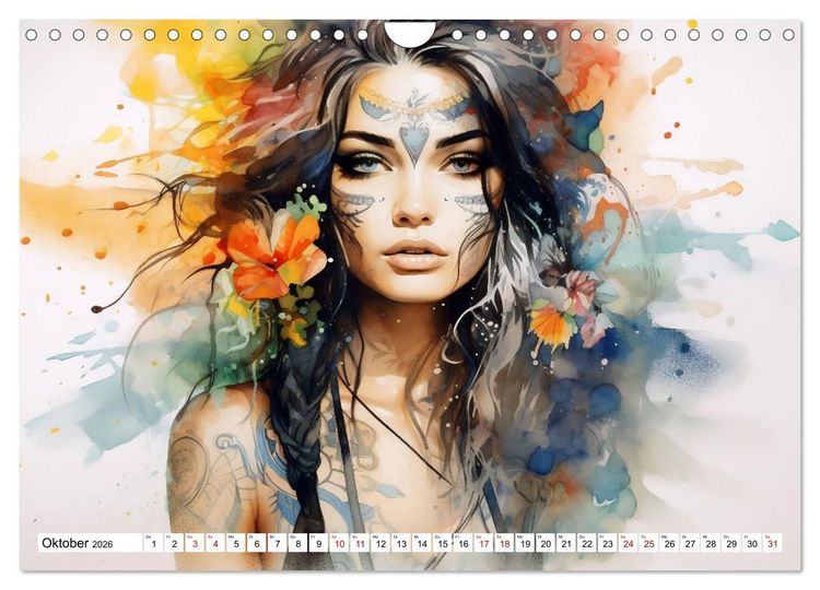 Produktbild: Tattoo trifft Kunst - Starke Tattoos treffen auf sanftes Aquarell (Wandkalender 2026 DIN A4 quer), CALVENDO Monatskalender