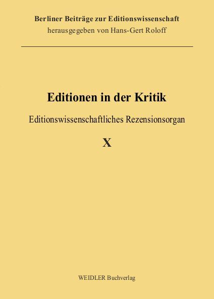 Produktbild: Editionen in der Kritik 10