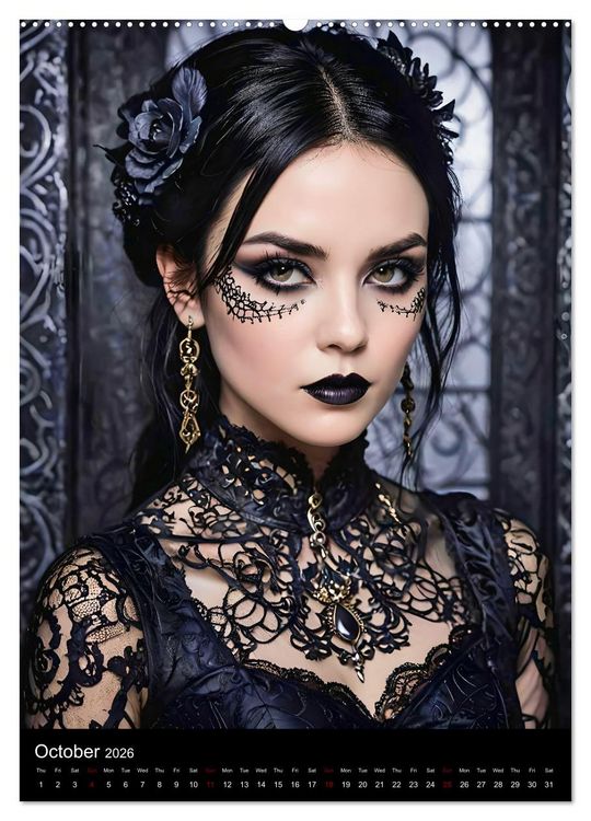 Produktbild: AI Gothic world - Mystical beauties of the night (Wall Calendar 2026 DIN A2 portrait), CALVENDO 12 Month Wall Calendar