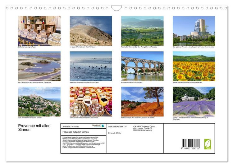 Produktbild: Provence mit allen Sinnen (Wandkalender 2026 DIN A3 quer), CALVENDO Monatskalender