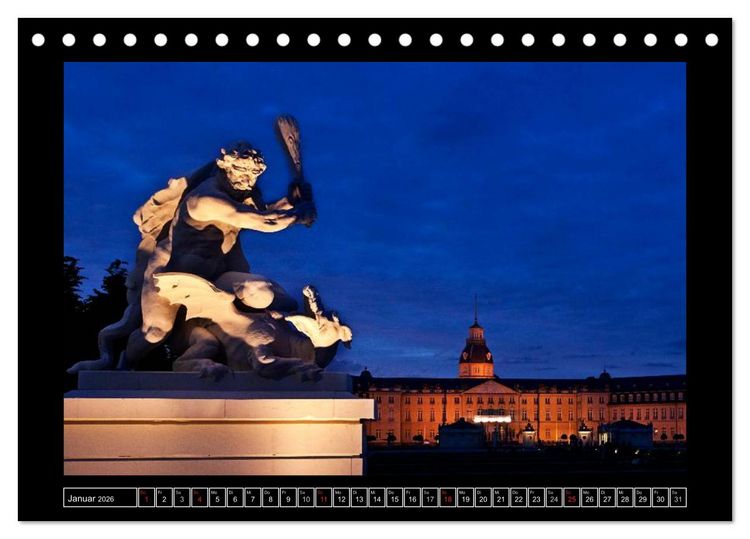 Produktbild: Karlsruhe Tag und Nacht (Tischkalender 2026 DIN A5 quer), CALVENDO Monatskalender