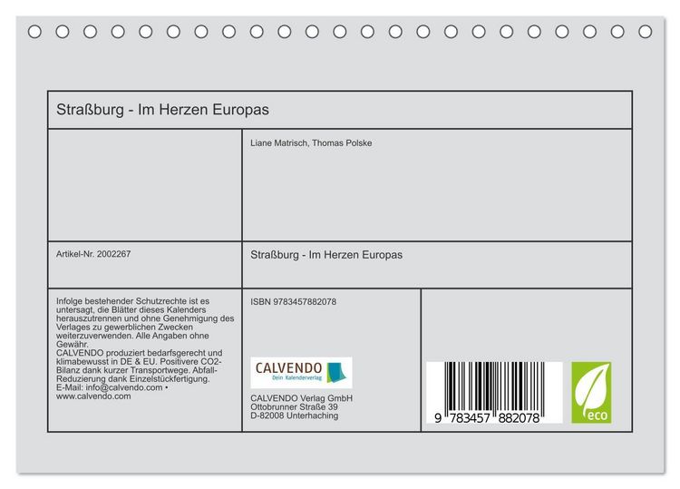 Produktbild: Stra&szlig;burg - Im Herzen Europas (Tischkalender 2026 DIN A5 quer), CALVENDO Monatskalender