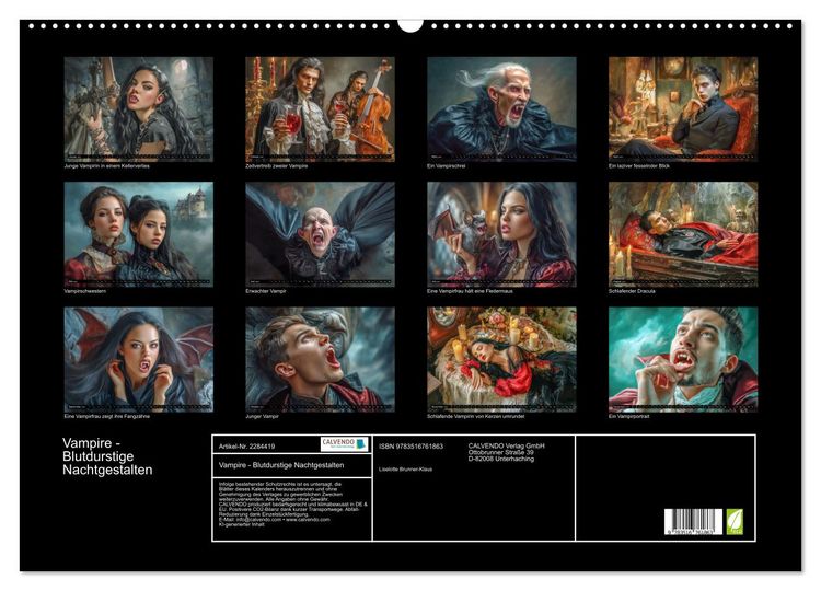 Produktbild: Vampire - Blutdurstige Nachtgestalten (Wandkalender 2027 DIN A2 quer), CALVENDO Monatskalender