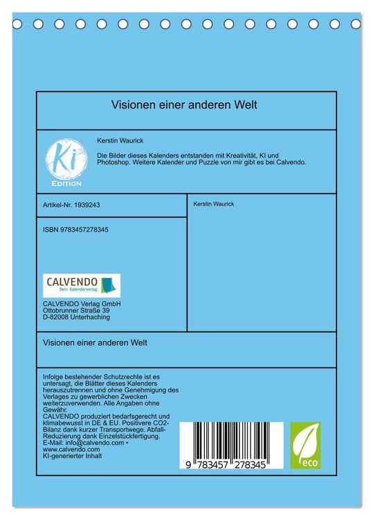 Produktbild: Visionen einer anderen Welt (Tischkalender 2026 DIN A5 hoch), CALVENDO Monatskalender