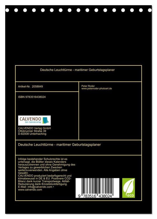 Produktbild: Deutsche Leuchtt&uuml;rme - maritimer Geburtstagsplaner (Tischkalender 2026 DIN A5 hoch), CALVENDO Monatskalender