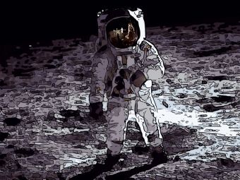 Produktbild: CALVENDO Puzzle Mondlandung im Comic-Stil | 1000 Teile Lege-Gr&ouml;&szlig;e 64x48cm Foto-Puzzle f&uuml;r gl&uuml;ckliche Stunden
