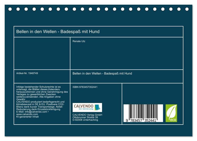 Produktbild: Bellen in den Wellen - Badespa&szlig; mit Hund (Tischkalender 2026 DIN A5 quer), CALVENDO Monatskalender