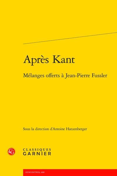 Produktbild: Apres Kant : Melanges Offerts a Jean-Pierre Fussler