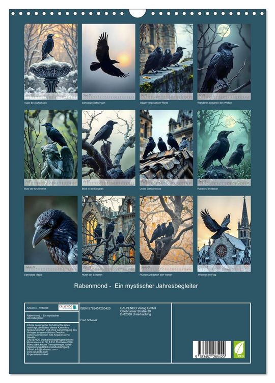 Produktbild: Rabenmond - Ein mystischer Jahresbegleiter (Wandkalender 2026 DIN A3 hoch), CALVENDO Monatskalender