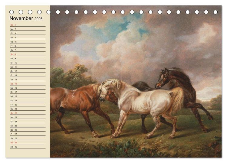 Produktbild: Pferde-&Ouml;lgem&auml;lde. Die Kunst der alten Meister (Tischkalender 2026 DIN A5 quer), CALVENDO Monatskalender