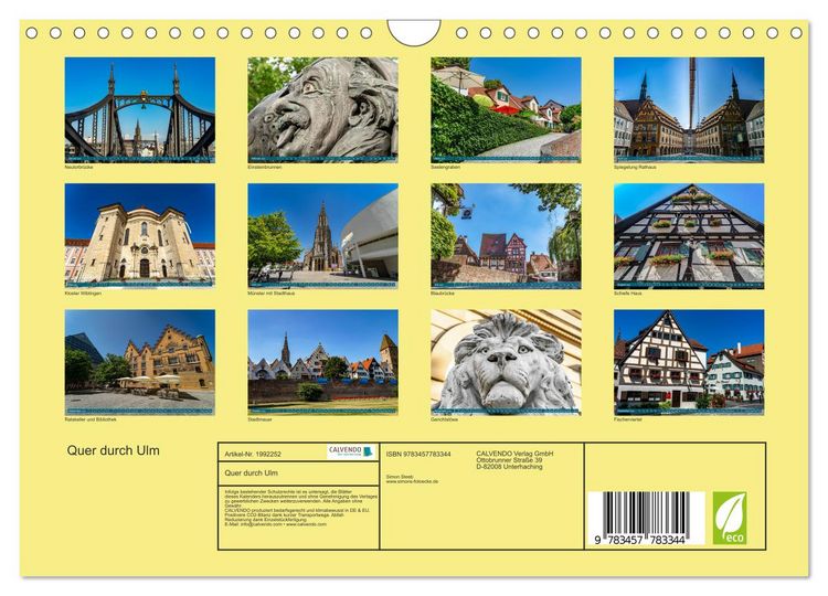 Produktbild: Quer durch Ulm (Wandkalender 2026 DIN A4 quer), CALVENDO Monatskalender